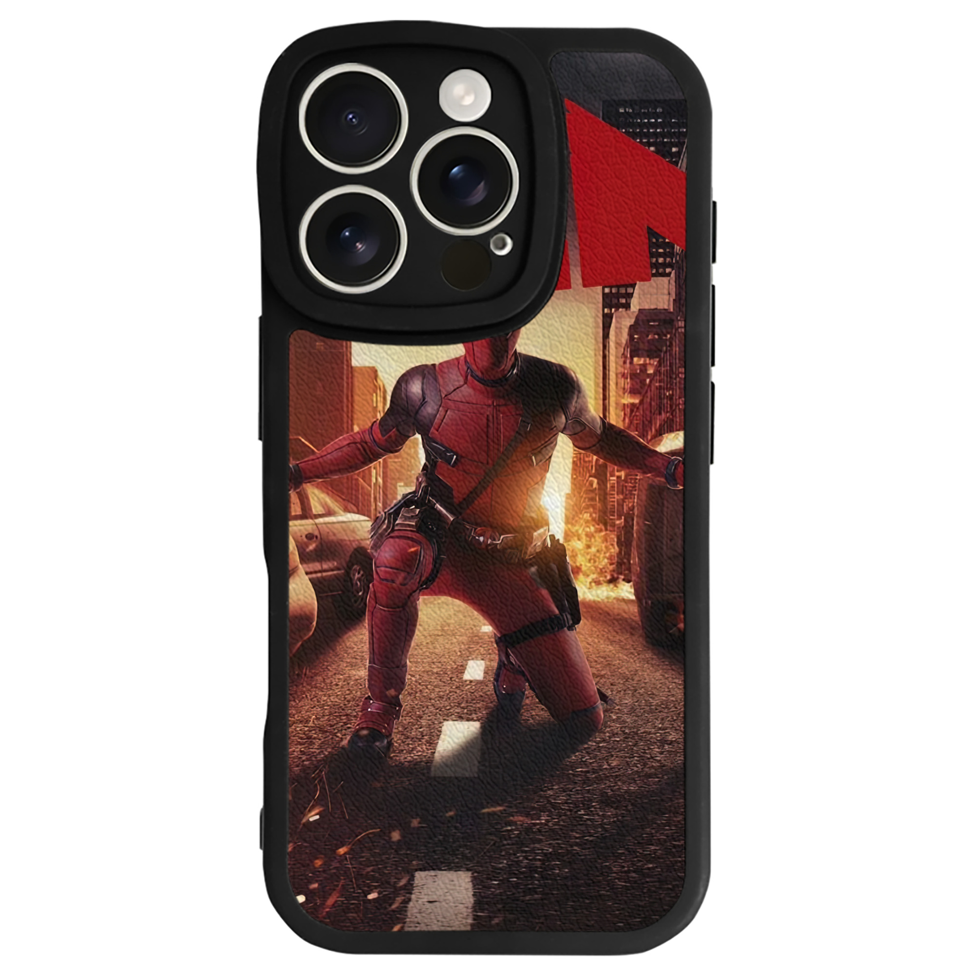 （画像用） Deadpool デッドプール 【iPhone 16シリーズ対応】シリコンスマホケース（レザー調） 材質：シリコン